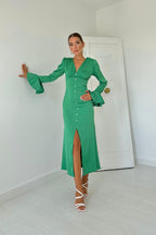Green Fitted Midi Dress