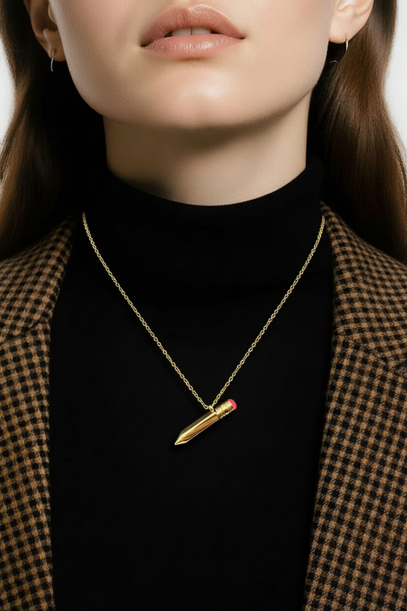 Pencil Power Pendant - Gold