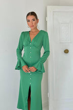 Green Fitted Midi Dress
