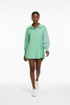 Color Play Button Blouse