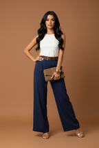 Marine Blue High-Waist Pants