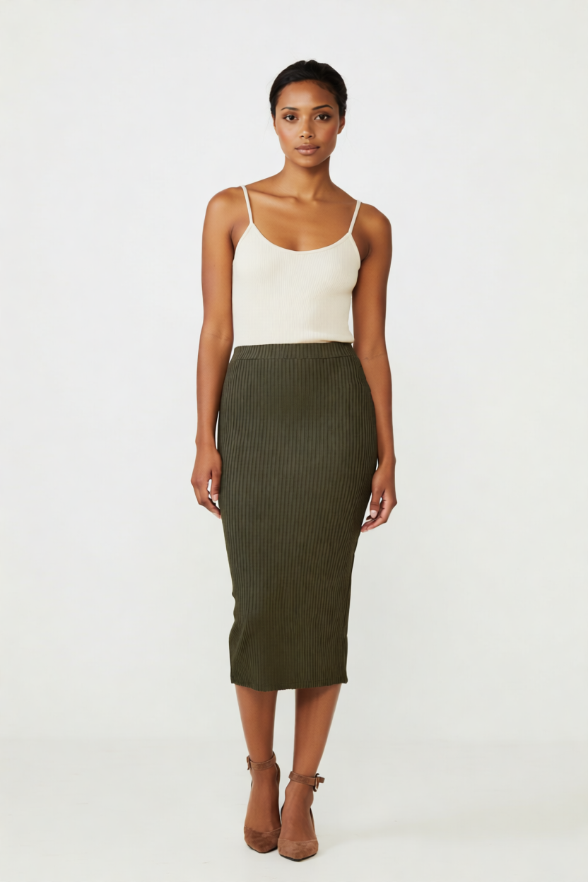 Ribbed Midi Skirt