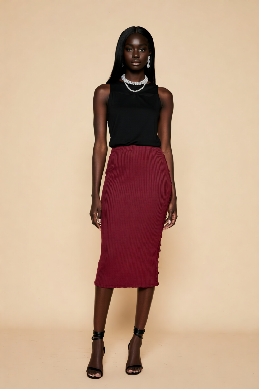 Ribbed Midi Skirt