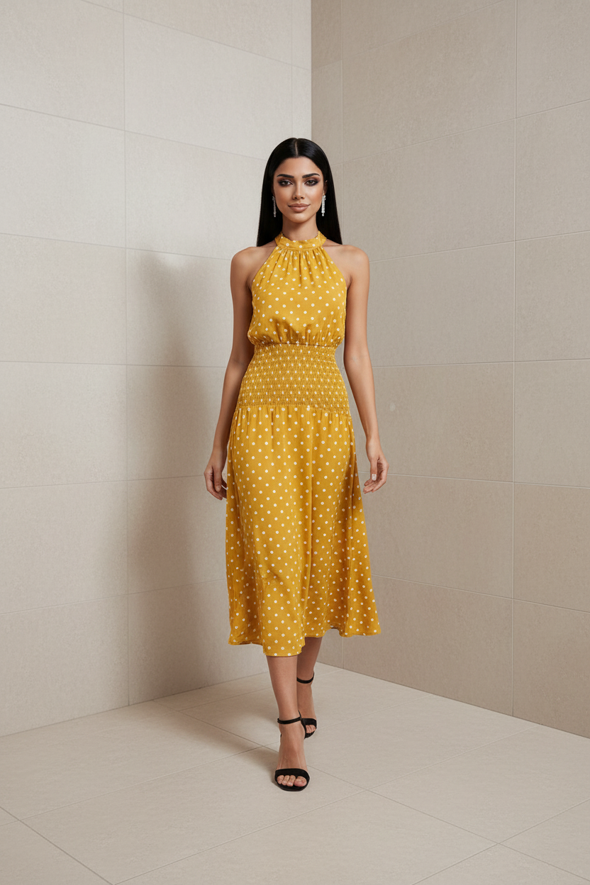Classic Halter Polka Maxi