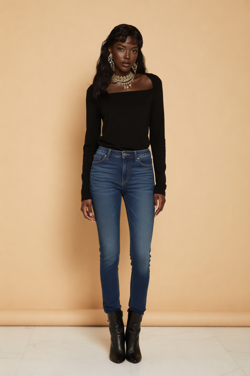 Classic Black Square Neck