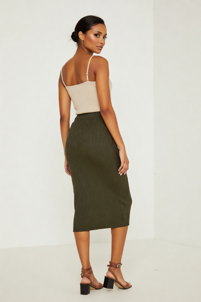 Ribbed Midi Skirt