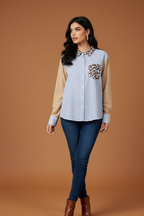 Mixed Print Button-Up