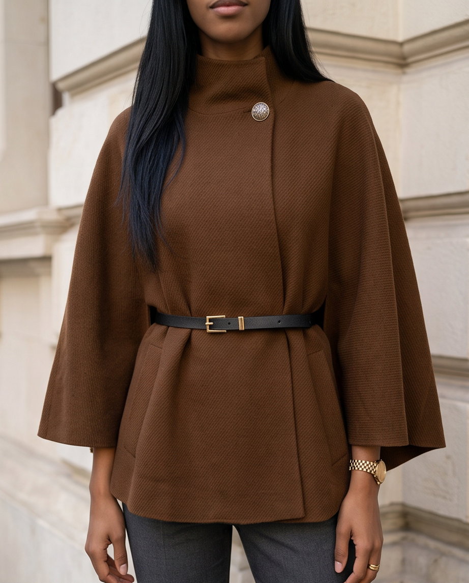 Chic Brown Cape Poncho