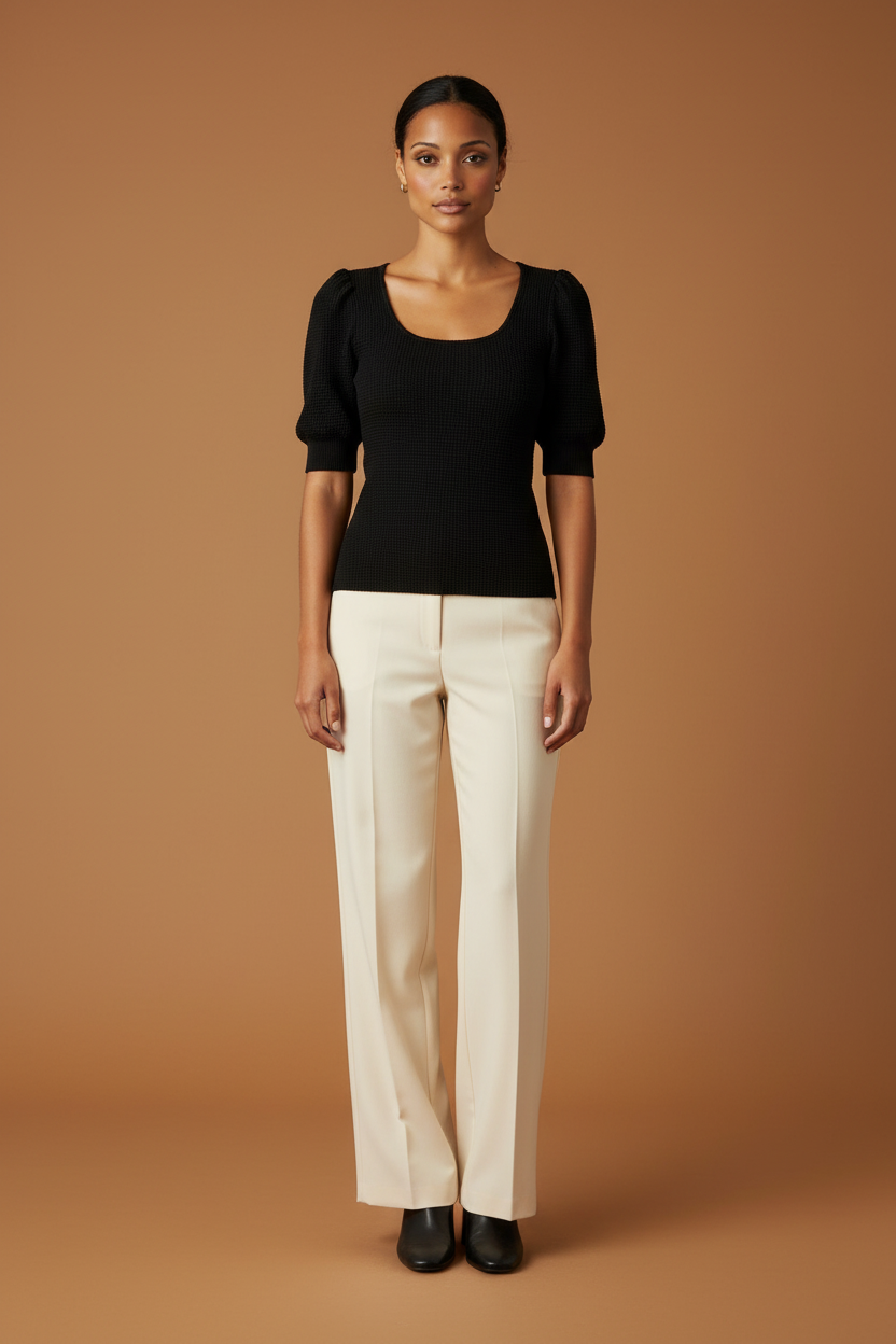 Black Puff Sleeve Top