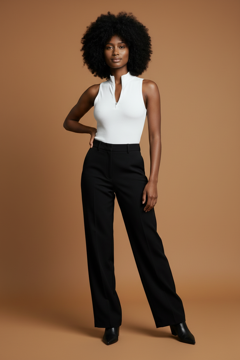 Ribbed Zip Bodysuit