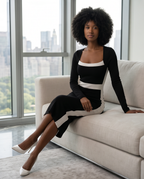 Contrast Bodycon Midi Dress