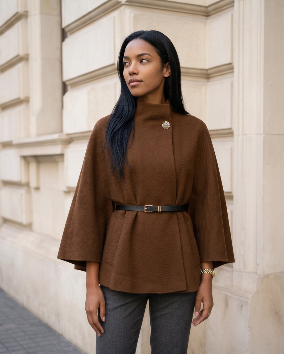 Chic Brown Cape Poncho
