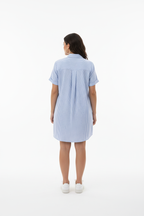 Button Striped Blouse Dress