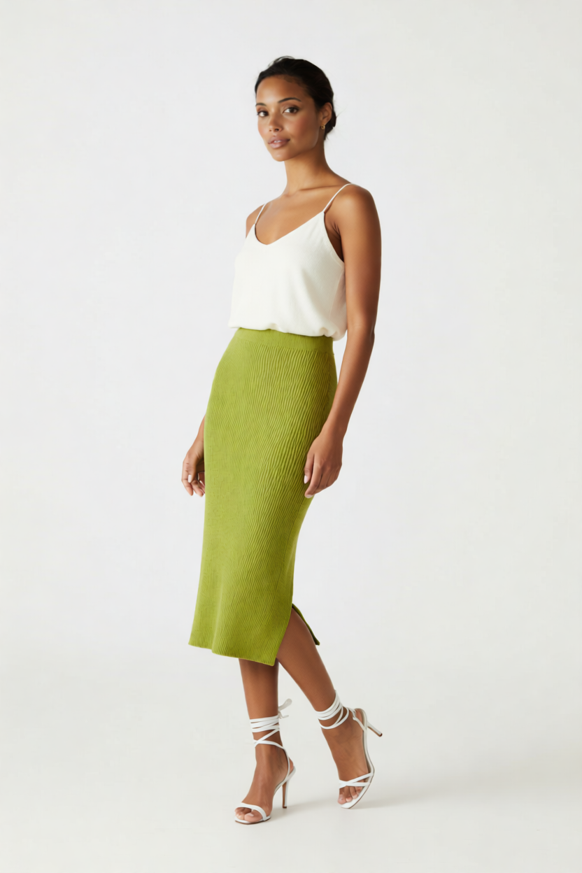 Ribbed Midi Skirt