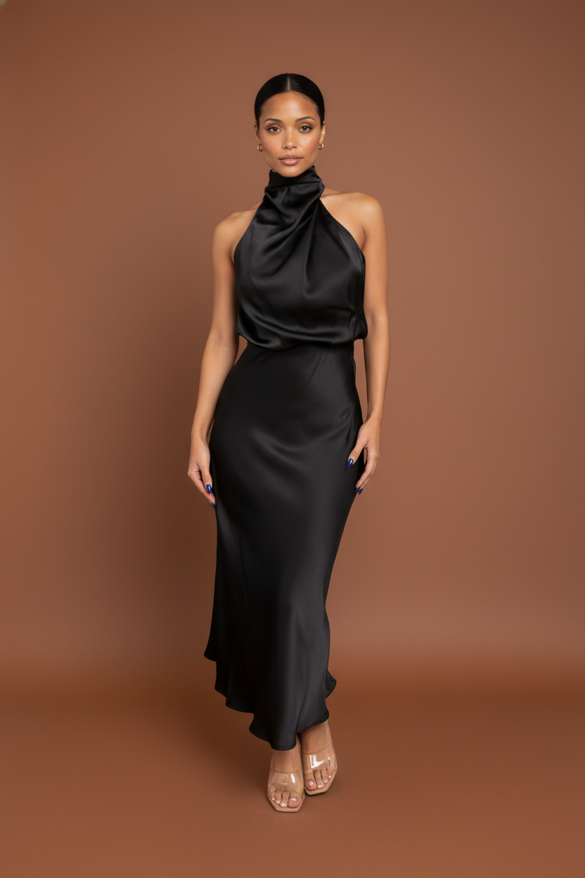 Black Diamond Satin Dress