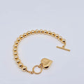 Gold Bead Heart Charm Bracelet