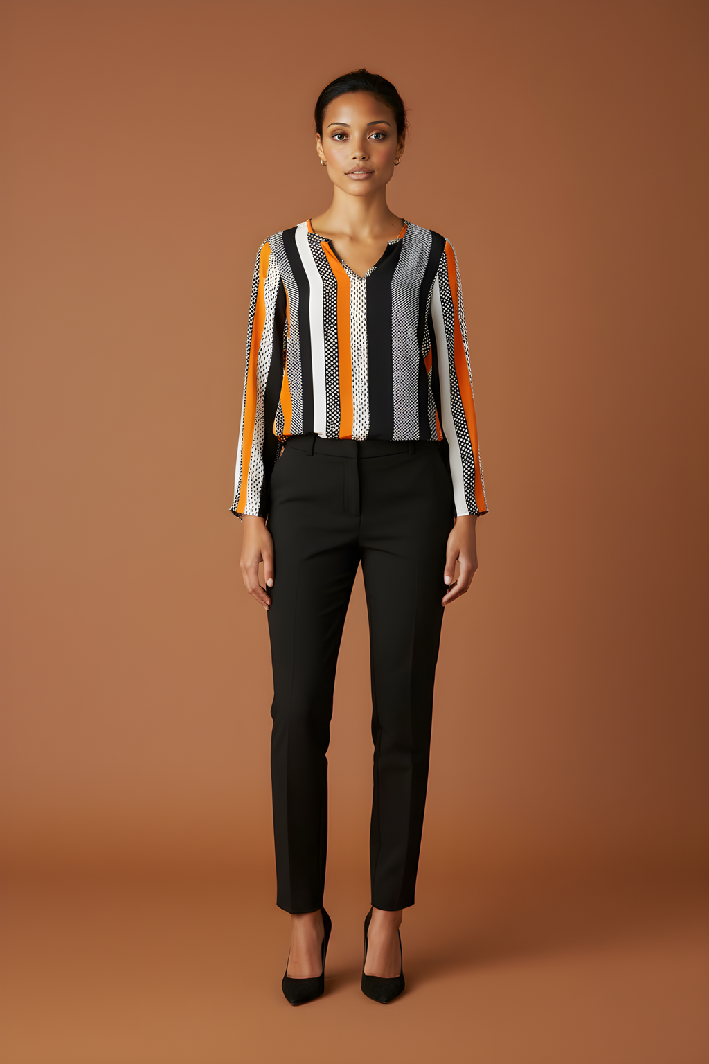 Color-Block Pattern Blouse