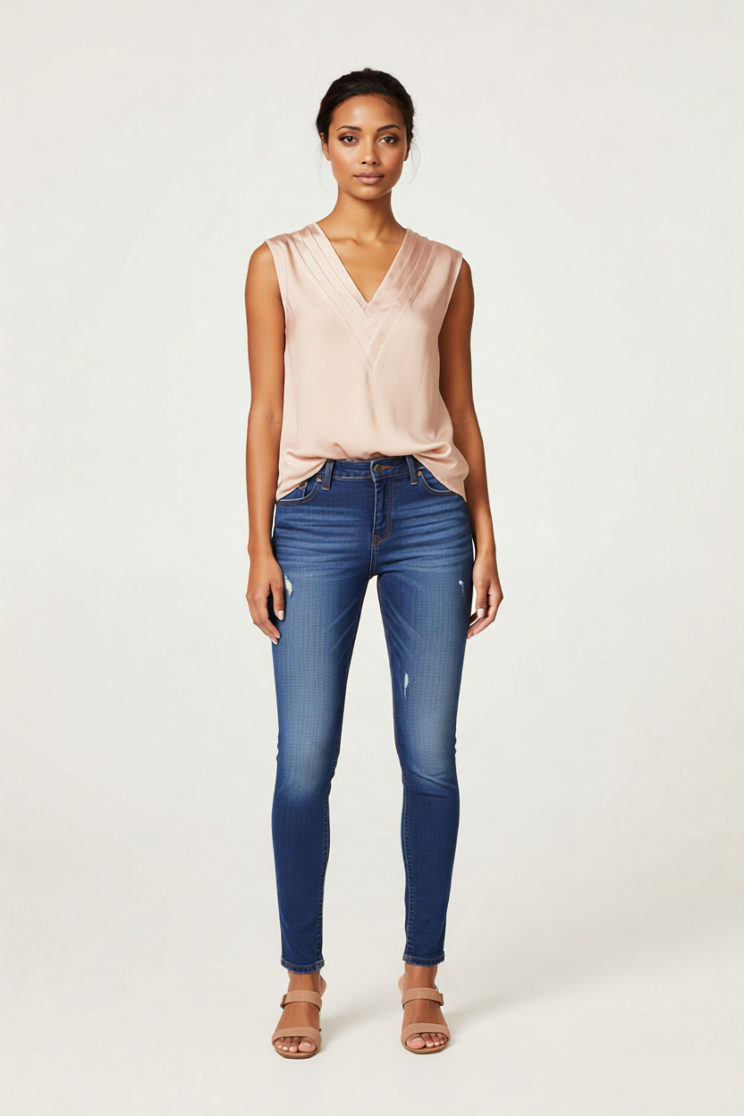 Neutral Wrap Sleeveless Blouse