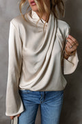 Satin Cross-Wrap Blouse