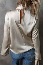 Satin Cross-Wrap Blouse