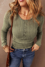 Olive Green Button-Front Sweater
