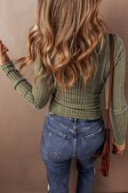 Olive Green Button-Front Sweater