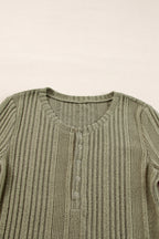 Olive Green Button-Front Sweater