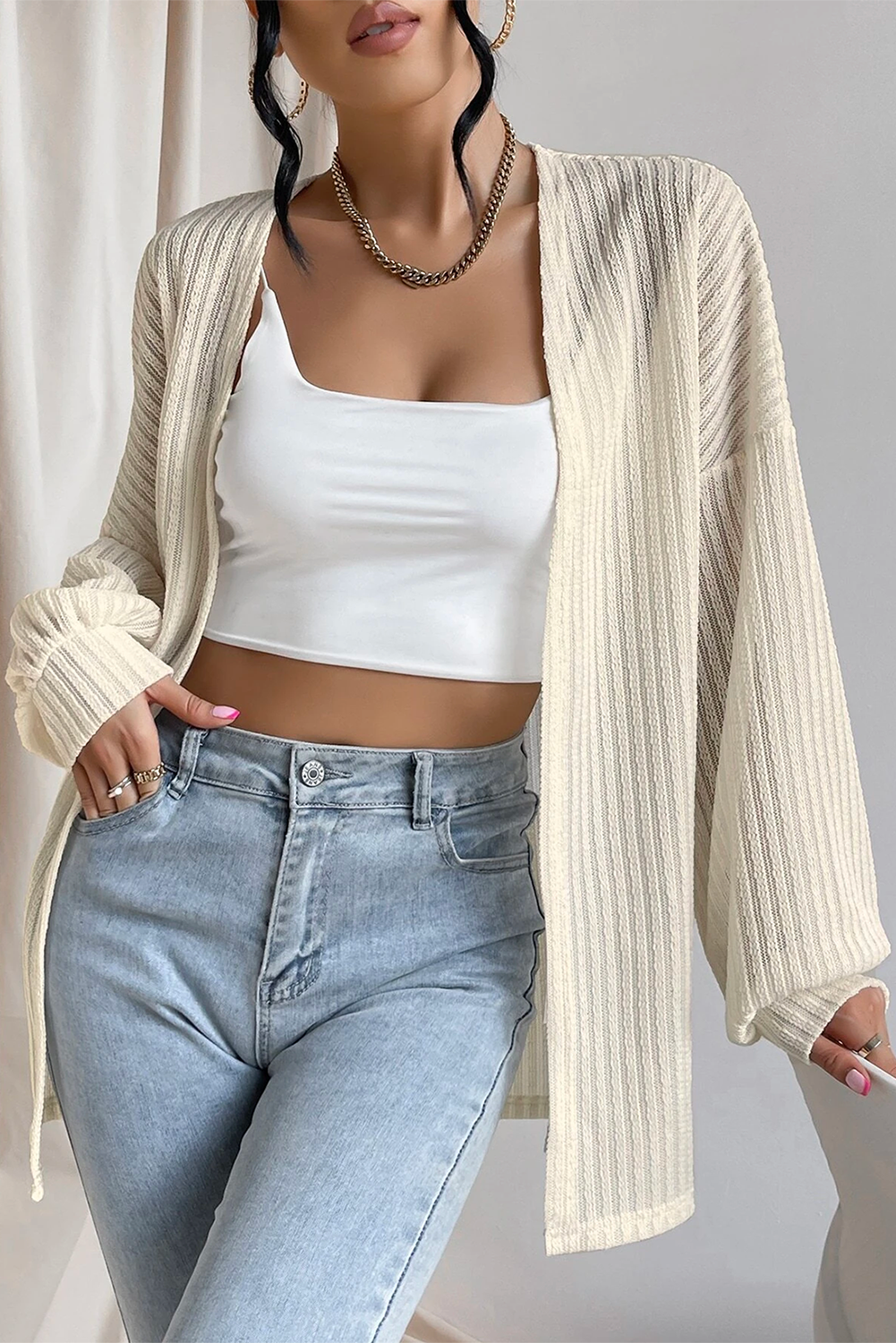 Oversized Ribbed Knit Cardigan