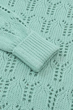 Sage Green Openwork Leaf Sweater