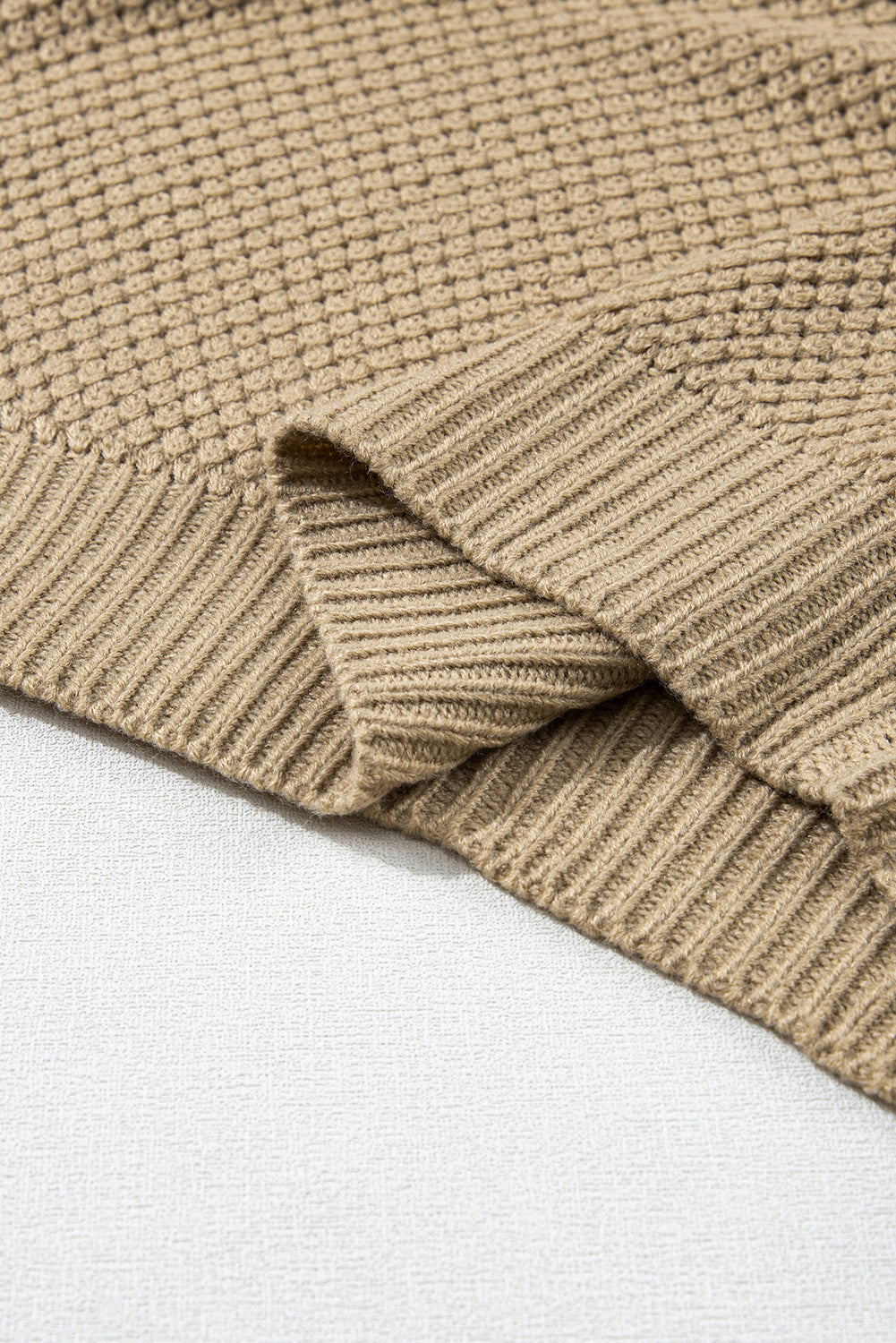 Neutral Textured Short Sleeve Sweater