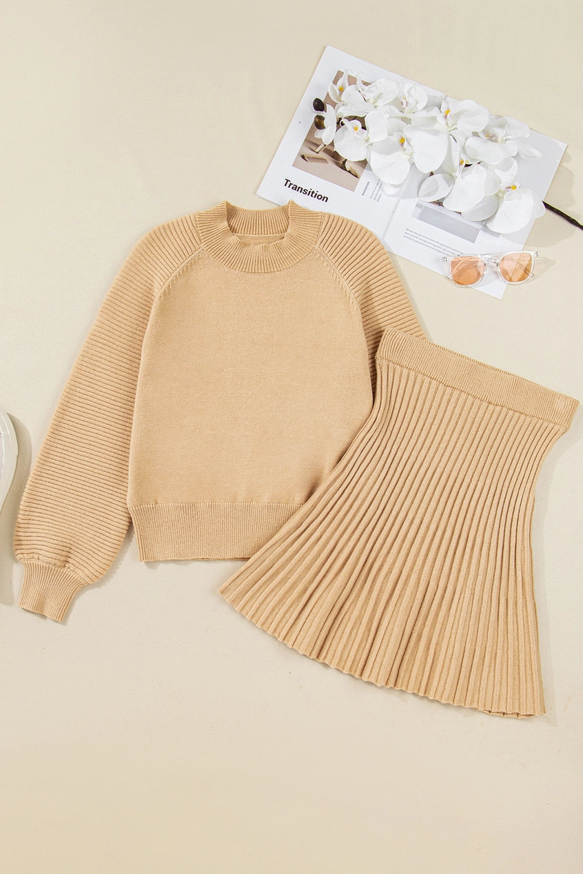 Beige Puff Sleeve Coordinate Set