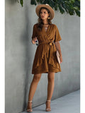 Rust Print Ruffle Hem Dress