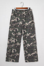 Camo Denim Cargo Wide Leg Pants