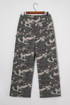 Camo Denim Cargo Wide Leg Pants