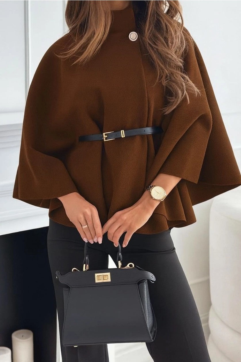 Chic Brown Cape Poncho